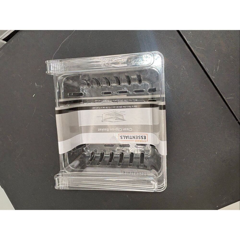 Clear Plastic Drawer Clip-On Basket Organizer Essentials set of 2